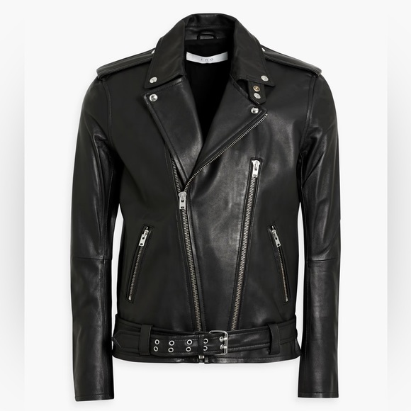 IRO Men’s Aronew Black Leather Biker Jacket NWT - Picture 2 of 12
